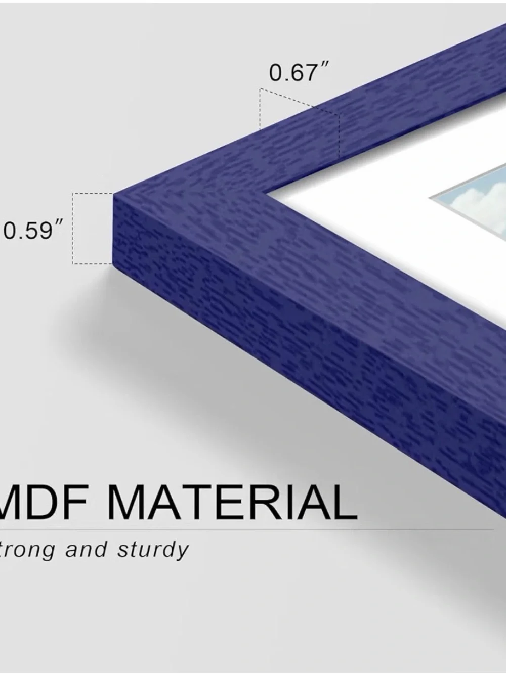 Set of 2 Navy Blue 11x17 Picture Frames with White Mat – Fits 8x12 Photos